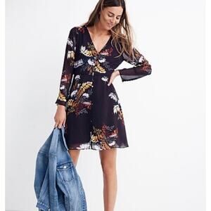 Madewell Lilyblossom Button-Front Dress in Blooming Oasis Dark Eggplant Size 4